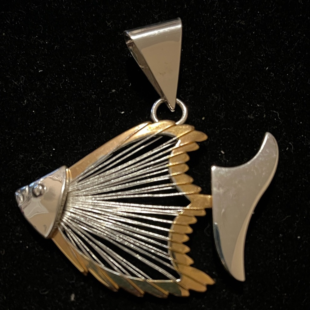 Elegant BEST Silver and Gold Fish Pendant